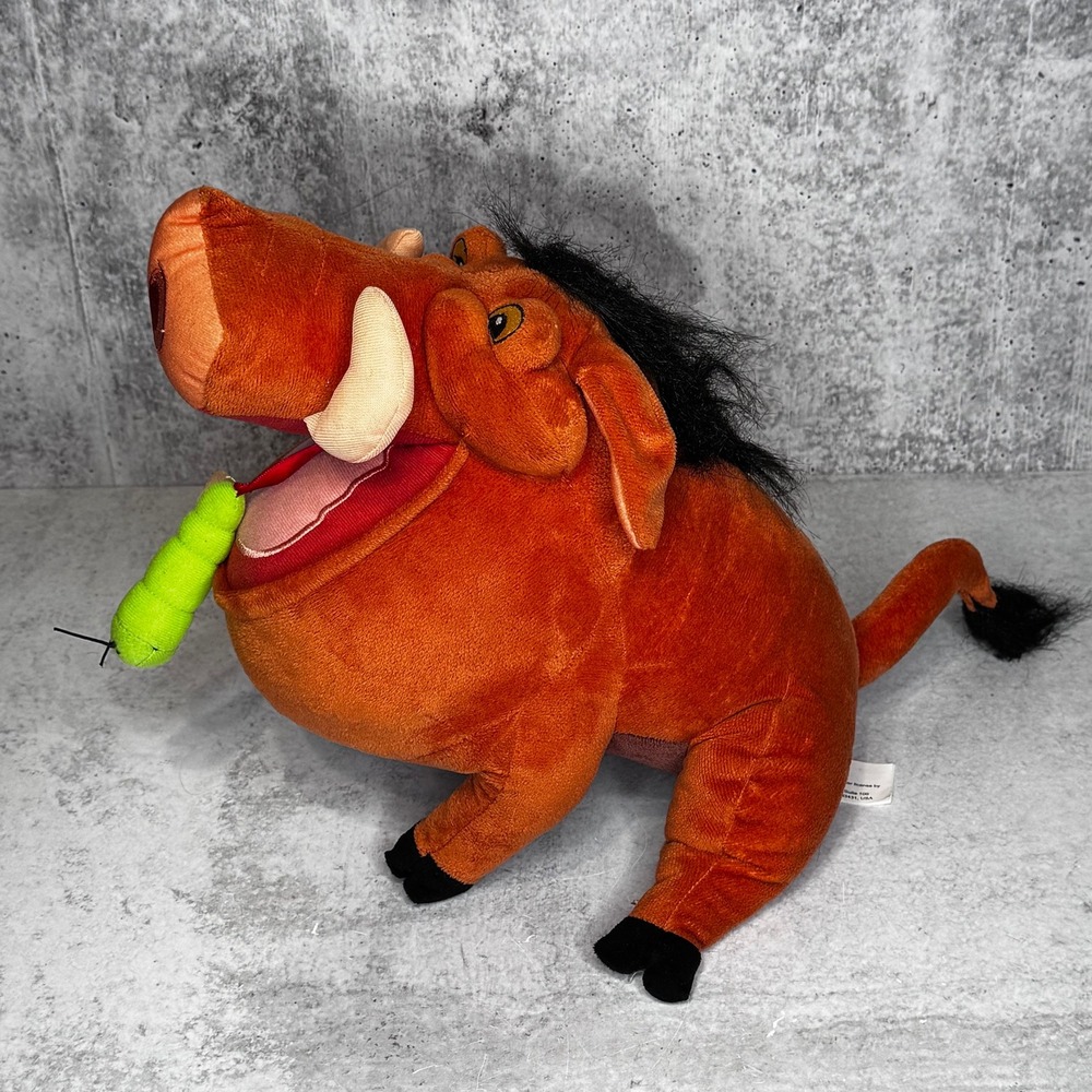 Disney Lion King Pumbaa Plush Toy Just Play Talking Warthog Green Grub 10 Inch - Picture 4 of 12